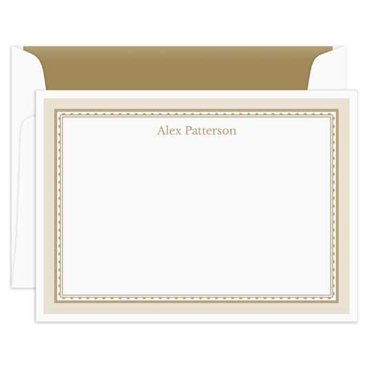 Khaki Classic Border Flat Note Cards